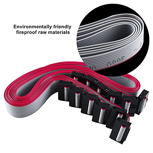 Augiimor 6 PCS 16 Pin Ribbon Cable 2.54 mm Pitch F/F IDC Connector Flat Ribbon Cable, F/F IDC Flat Ribbon Cable Connector Dual Row Data Cable (16 Pin, 30cm Length) - Image 2