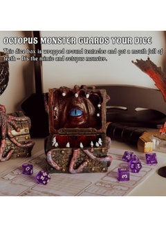 CZYY Dnd Mimic & Octopus Chest Box With Polyhedral Mystery Dice Set - Medieval Resin Cthulhu Dice Storage Case Perfect For Dungeons And Dragons, Board Game, Tabletop Rpg And Gaming Accessories  - Image 2