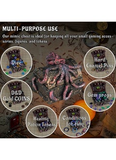 CZYY Dnd Mimic & Octopus Chest Box With Polyhedral Mystery Dice Set - Medieval Resin Cthulhu Dice Storage Case Perfect For Dungeons And Dragons, Board Game, Tabletop Rpg And Gaming Accessories  - Image 5