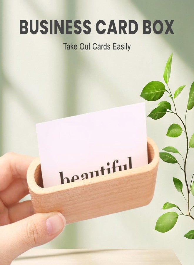 QUUPY 2Pcs 11x4cm Wooden Business Card Holders, Single Slot Desktop Card Display Stands, Minimalist Organizers for Office, Exhibition and Reception Desk - Image 3