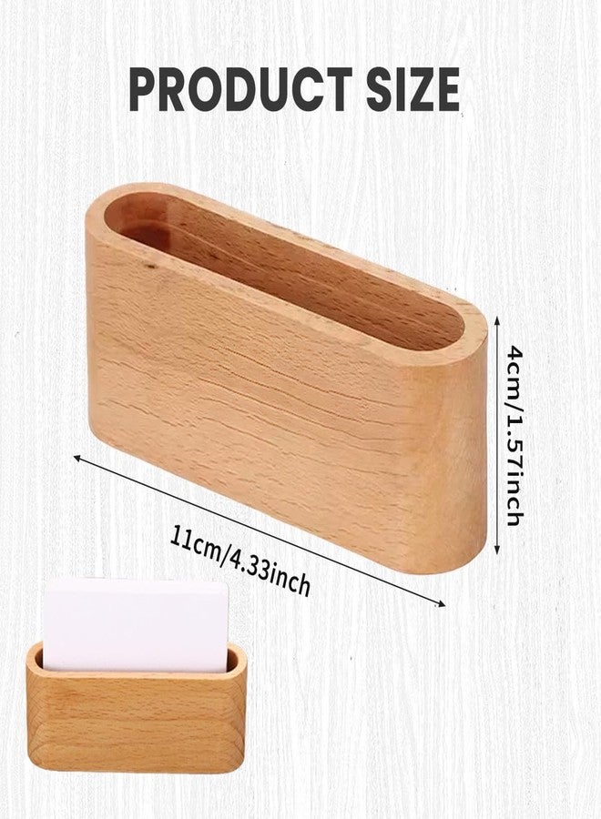 QUUPY 2Pcs 11x4cm Wooden Business Card Holders, Single Slot Desktop Card Display Stands, Minimalist Organizers for Office, Exhibition and Reception Desk - Image 2