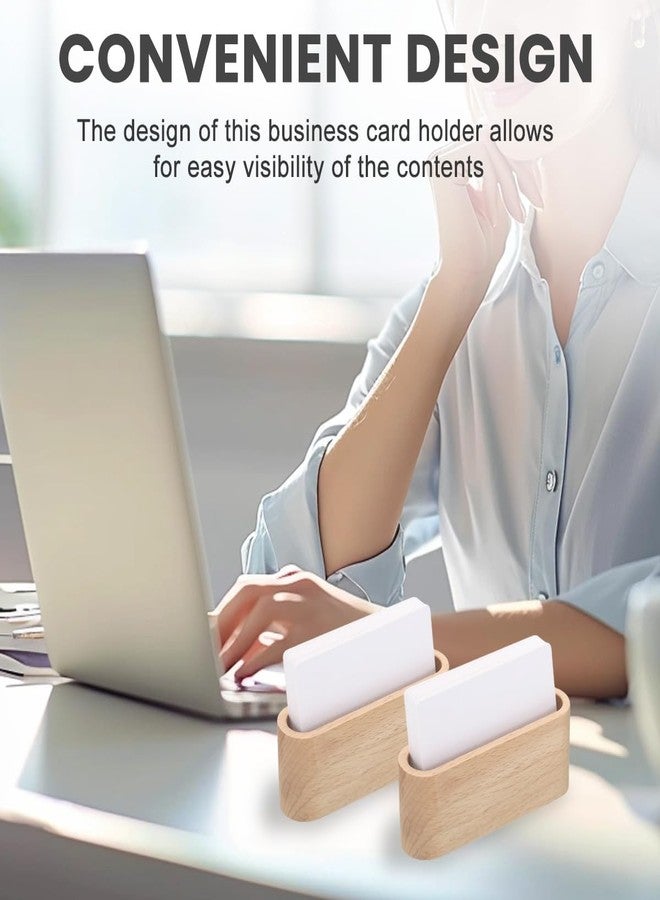 QUUPY 2Pcs 11x4cm Wooden Business Card Holders, Single Slot Desktop Card Display Stands, Minimalist Organizers for Office, Exhibition and Reception Desk - Image 4