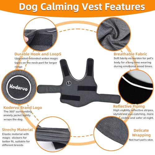 Kodervo Dog Anxiety Jacket SkinFriendly Dog Calming Shirt Dog Coat for Thunder Fireworks Vet Visits and Separation Keep Pet Calm Without Medicine Training Anti Anxiety Vest for Dogs - Image 3