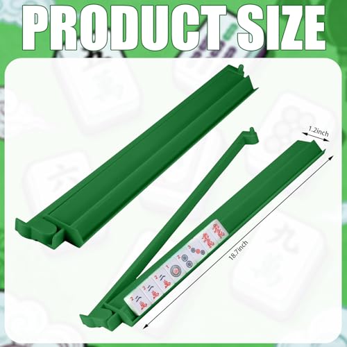 LaRandom 4 Pcs 187 Inch Green Acrylic Mahjong Tile Racks with Pushers for Game Night American Mahjong Racks Tile Set for Mah Jong Lovers and Beginners - Image 5