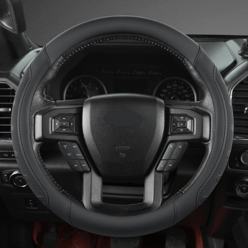GIANT PANDA Car Steering Wheel Cover for Ford - F150 F250 F350 Expedition, (15.5-16 inches - Black) - Image 2