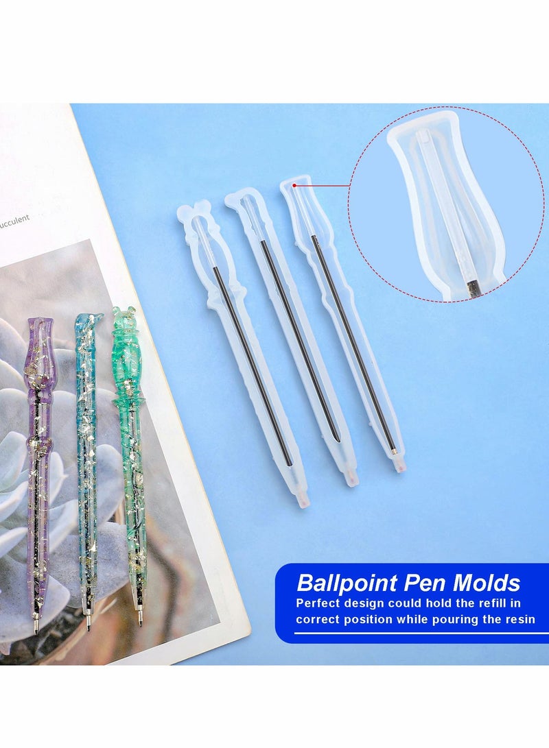 Captaintech Pen Epoxy Molds, Magic Wand Shape Ballpoint Silicone Mold with 30 Pieces of Black Refill for Diy Handmade Artwork, Pens, Candles, Resin Crafts (6Pcs) - Image 5