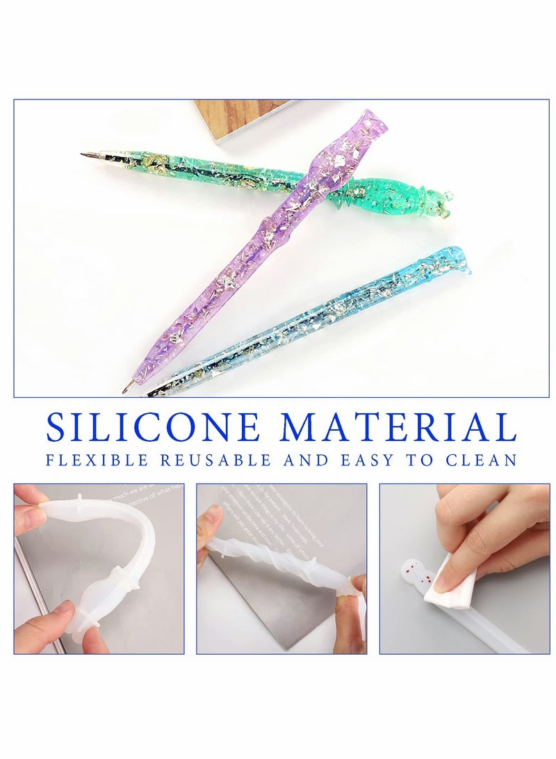 Captaintech Pen Epoxy Molds, Magic Wand Shape Ballpoint Silicone Mold with 30 Pieces of Black Refill for Diy Handmade Artwork, Pens, Candles, Resin Crafts (6Pcs) - Image 3