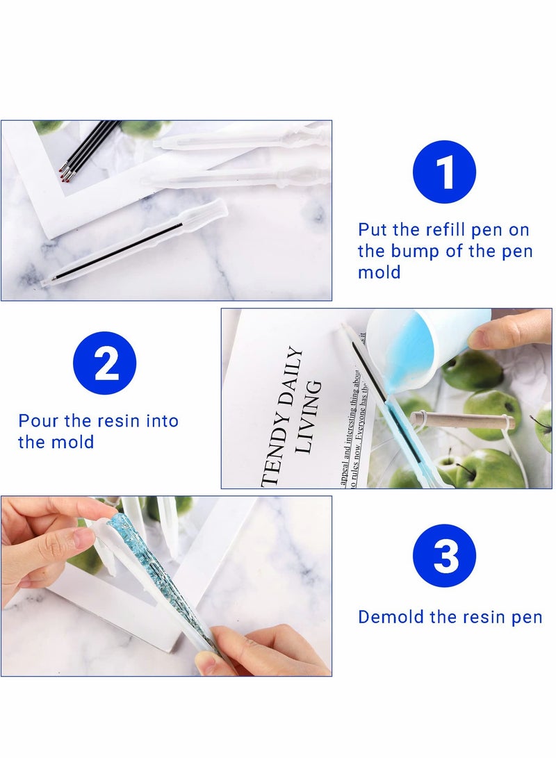 Captaintech Pen Epoxy Molds, Magic Wand Shape Ballpoint Silicone Mold with 30 Pieces of Black Refill for Diy Handmade Artwork, Pens, Candles, Resin Crafts (6Pcs) - Image 4