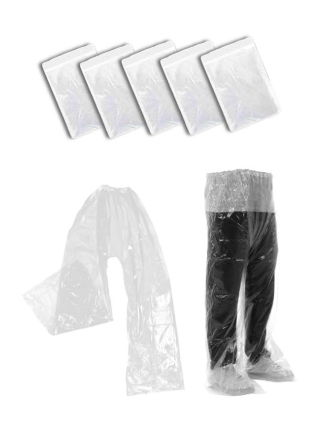 شيبشيب 5 قطع من بنطلونات المطر القابلة للتصرف للرجال والنساء مع غطاء للأحذية، أغطية بنطلونات مطرية سميكة من البلاستيك تغطي القدم، مثالية للأنشطة الخارجية مثل ركوب الدراجات والصيد. - Image 1