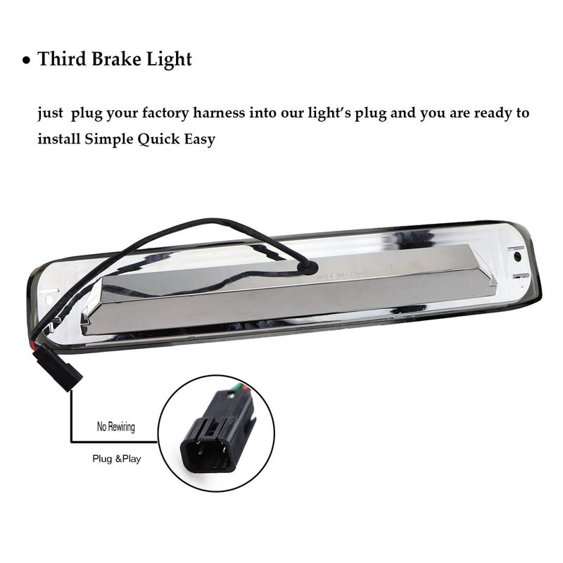 Tresound 3rd Brake Light for 1999-2007 Chevrolet Silverado/GMC Sierra 1500 2500HD 3500 Third Cargo Lamp High Mount Stop Light (Red Lens) - Image 4