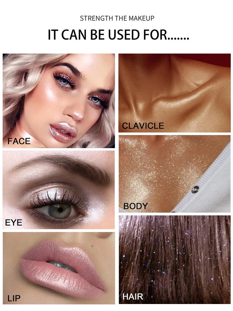PAQIMAN Glitter Powder Highlighter Makeup, Body Brightens the Natural Three-dimensional Face Blusher Patting Powder Highlighter. (01# White moonbeam) - Image 3