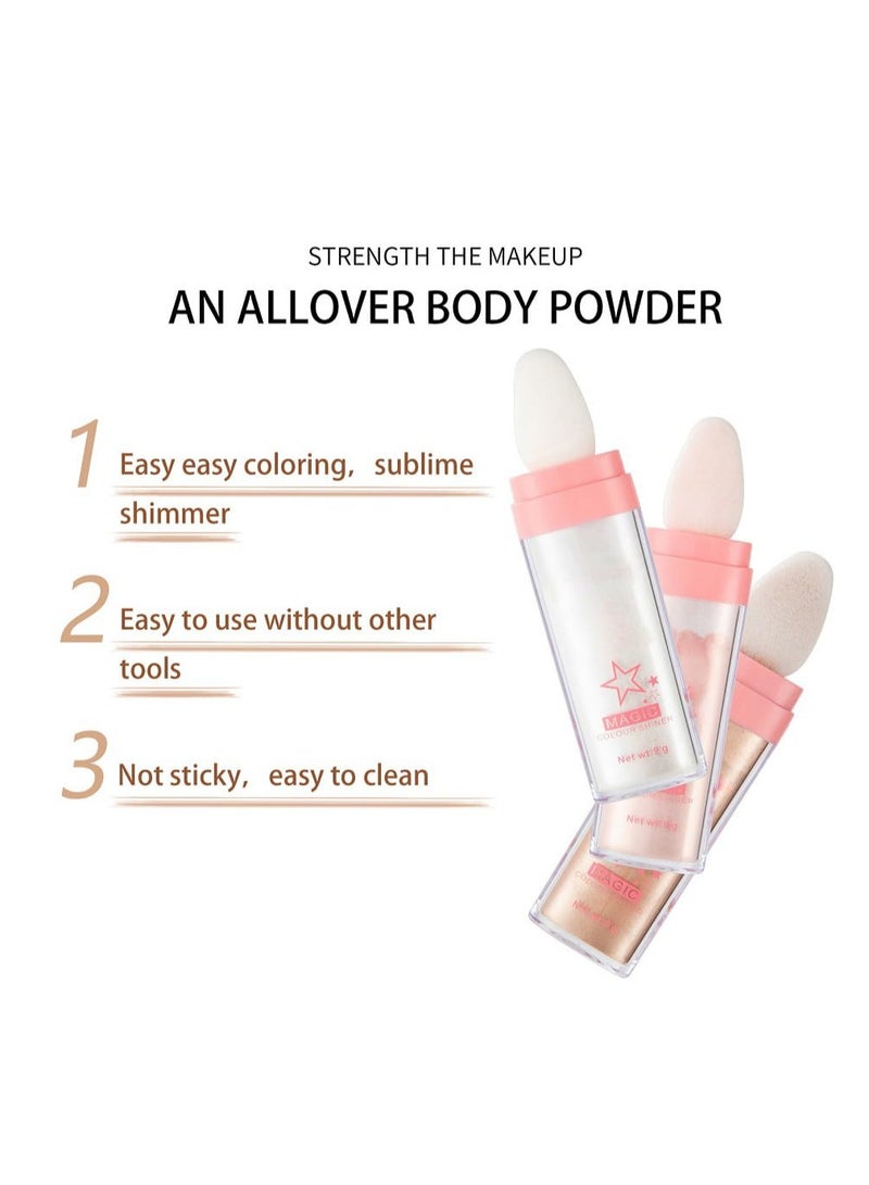 Glitter Powder Highlighter Makeup, Body Brightens the Natural Three-dimensional Face Blusher Patting Powder Highlighter. (01# White moonbeam)