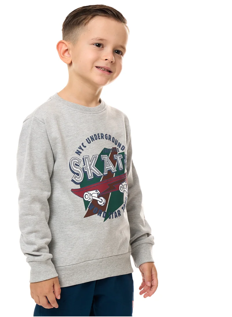 victor and jane Boys' Graphic Printed "SKATE" Sweatshirt