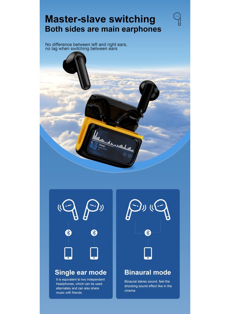سماعات بلوتوث، سماعات أذن بلوتوث 5.4 مزودة بإلغاء الضوضاء النشط (ANC) والذكي (ENC)، سماعات لاسلكية بعمر بطارية 48 ساعة مع شاشة لمس ومعادل، سماعات لاسلكية مقاومة للماء وفق معيار IPX7، ستيريو عالي الدقة (Hi-Fi)، باللون الأبيض - Image 2
