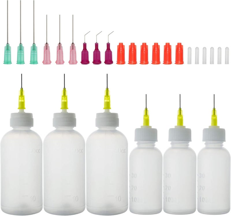 SHAOTONG 6Pcs Syringe Bottle With 15Pcs Dispensing Needles And 12Pcs Cap (30ml+50ml) Moisture proof - Image 1