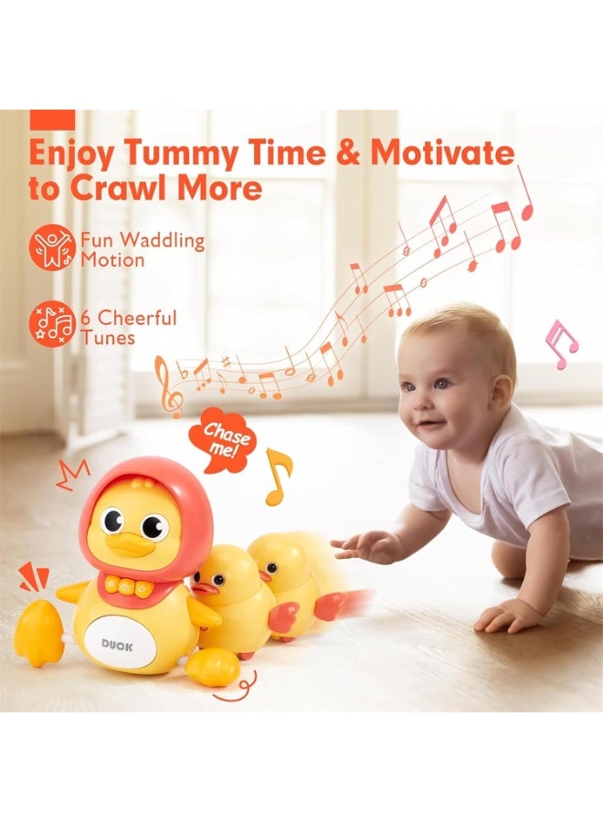 Soofam مجموعة ألعاب بط موسيقية زاحفة للأطفال 3 قطع مع موسيقى وضوء للأطفال من 6 إلى 12 شهرًا، ألعاب زاحفة للأطفال للتعلم المبكر، لعبة تعليمية للأطفال من 12 إلى 18 شهرًا، لعبة عيد ميلاد للأطفال من 1 إلى 2 سنة - Image 3