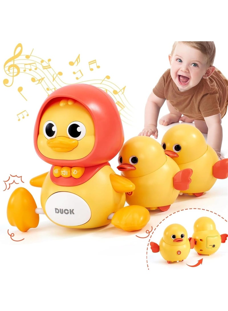 Soofam مجموعة ألعاب بط موسيقية زاحفة للأطفال 3 قطع مع موسيقى وضوء للأطفال من 6 إلى 12 شهرًا، ألعاب زاحفة للأطفال للتعلم المبكر، لعبة تعليمية للأطفال من 12 إلى 18 شهرًا، لعبة عيد ميلاد للأطفال من 1 إلى 2 سنة - Image 1
