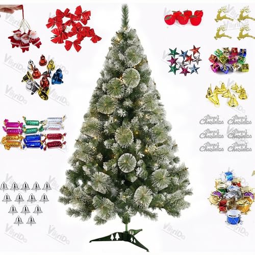 VikriDA 4 Feet Artificial Snow-Flocked Christmas Tree with 48Pcs Decorative Ornaments| Xmas Tree with Sturdy Plastic Stand - Image 1