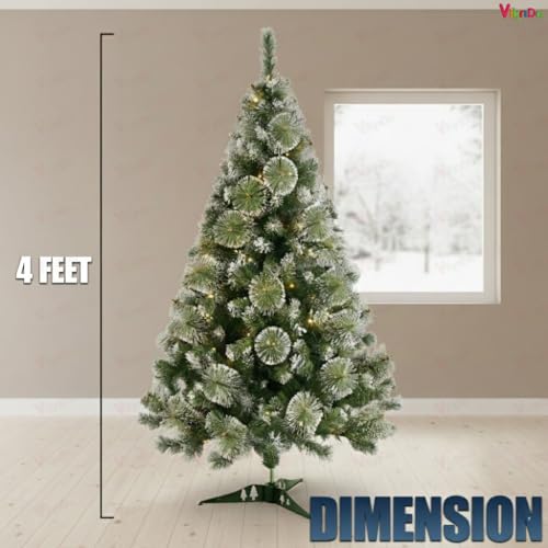 VikriDA 4 Feet Artificial Snow-Flocked Christmas Tree with 48Pcs Decorative Ornaments| Xmas Tree with Sturdy Plastic Stand - Image 3