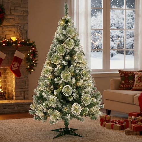 VikriDA 4 Feet Artificial Snow-Flocked Christmas Tree with 48Pcs Decorative Ornaments| Xmas Tree with Sturdy Plastic Stand - Image 2