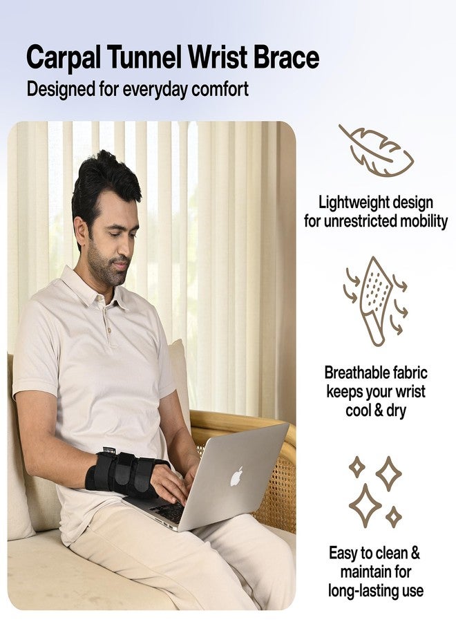 FOVERA Wrist Splint Brace for Carpal Tunnel | Adjustable Wrist Support Brace with Splints | Hand Support for Arthritis, Tendonitis, Sprain, Injuries & Wrist Pain (Size - Medium, Right Hand) - Image 3