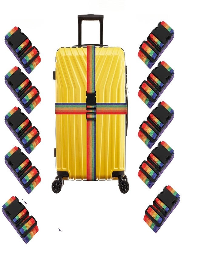 Tumery Suitcase Belts, Adjustable Luggage Straps, Bright Colors Travel Packing Straps with Quick Release Buckle (Set of 10) - Image 1