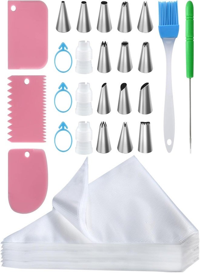 firstake Piping Bags and Tips Set - 100pcs Disposable Piping Bags, 12 Inch Icing Bags, Thickened Pastry Bags, Anti Burst Frosting Bags, Non-slip Cake Decorating Bags for Baking Cupcake and Cookies - Image 1