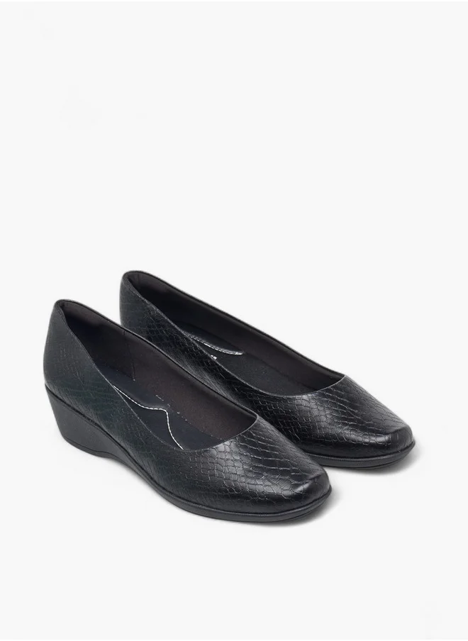 PICCADILLY Textured Slip-On Ballerina Shoes with Wedge Heels