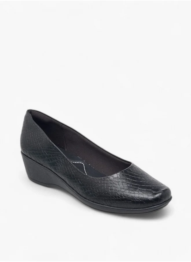 PICCADILLY Textured Slip-On Ballerina Shoes with Wedge Heels