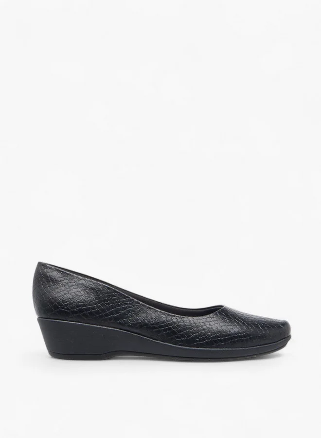 بيكاديلي Women's Textured Slip-On Ballerina Shoes with Wedge Heels