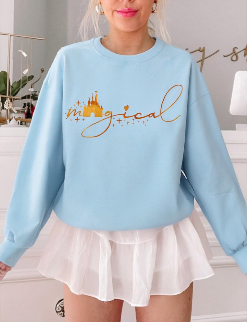 UNIQUEONE UNIQUENOE Magic Kingdom Sweatshirts for Women Magical Tshirt Family Vacation Tee Castle Graphic Long Sleeve Tops - Image 1
