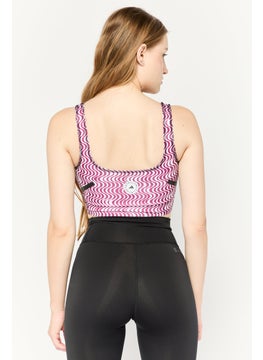 adidas By Stella McCartney Women Brand Logo Padded Training Sports Bra, Maroon  - Image 4