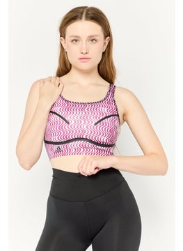 adidas By Stella McCartney Women Brand Logo Padded Training Sports Bra, Maroon  - Image 1