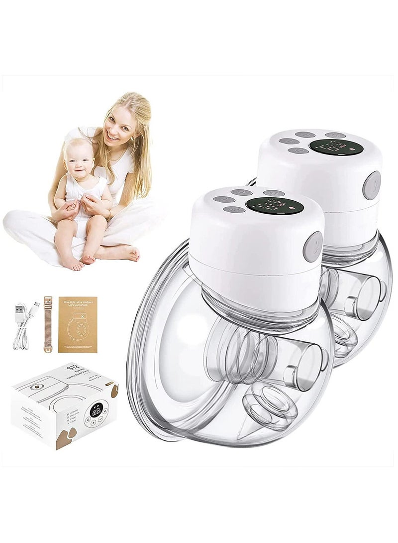 مضخة ثدي يمكن ارتداؤها مع حقيبة حليب، عبوتان من مضخات ثدي كهربائية قابلة لإعادة الشحن محمولة بدون استخدام اليدين مع وضعين، 9 مستويات، شاشة LCD مع وضع التدليك والضخ للرضاعة الطبيعية - Image 1