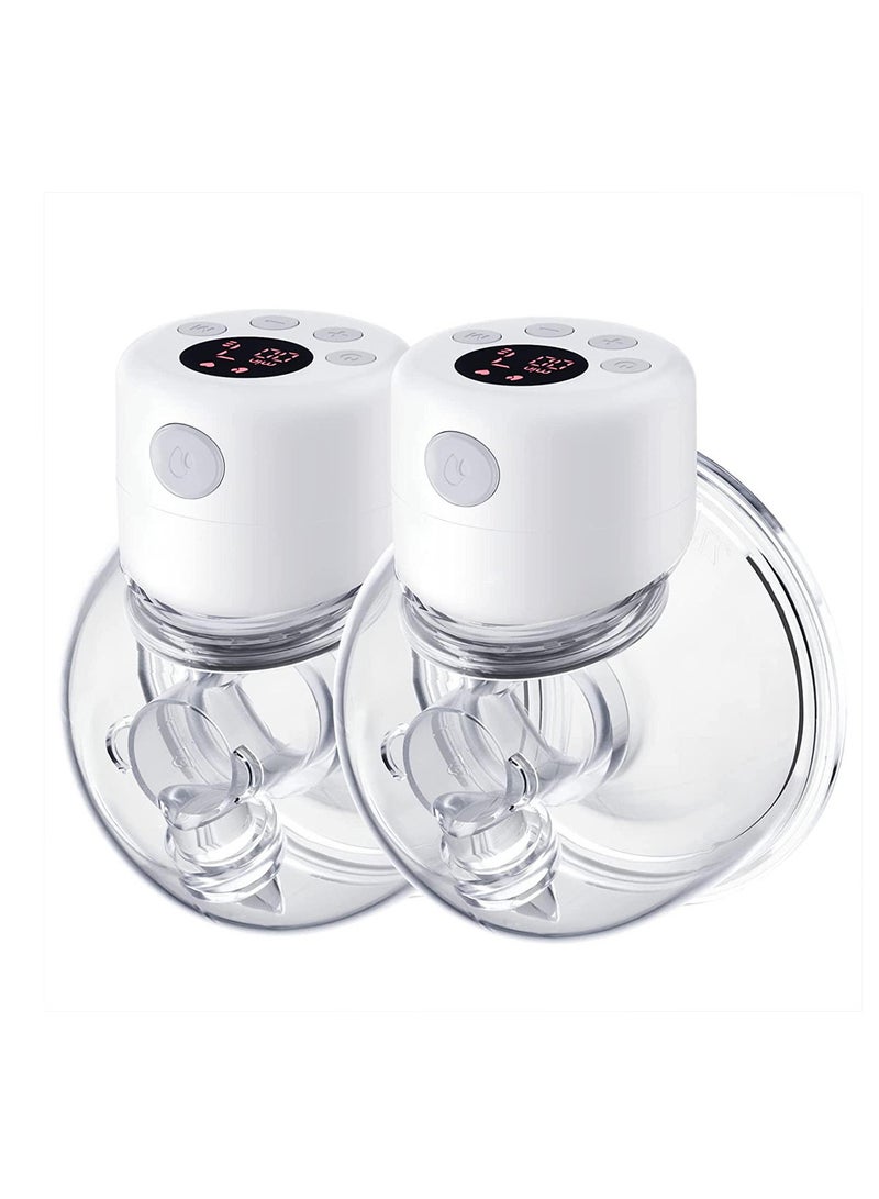 مضخة ثدي يمكن ارتداؤها مع حقيبة حليب، عبوتان من مضخات ثدي كهربائية قابلة لإعادة الشحن محمولة بدون استخدام اليدين مع وضعين، 9 مستويات، شاشة LCD مع وضع التدليك والضخ للرضاعة الطبيعية - Image 2