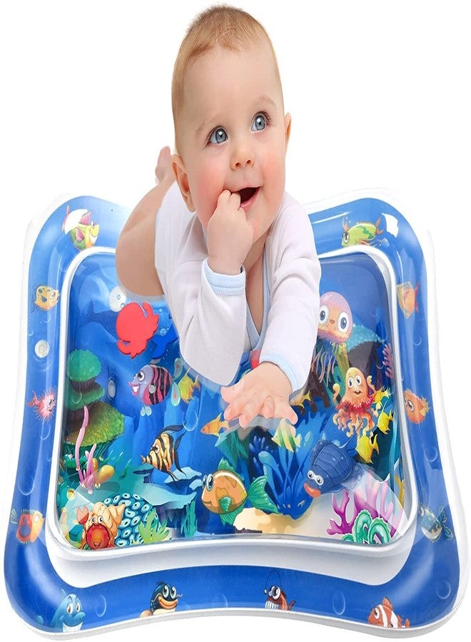 BLAGO Water Play Mat: Baby 3 6 9 12 Months Infant Sensory Toys Inflatable Tummy Time Mat for Babies Crawling Development Newborn Montessori Toys for Baby boy Girl Gifts (Blue) - Image 1