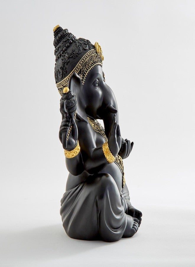 Karigaari India Handcrafted Polyresin Ganesha Idol in Ashirwad Mudra Black Marble Finish | Sitting Lord Ganesha Figurine for Home Temple Pooja Ghar Decoration Gifting Spiritual Showpiece - Image 5