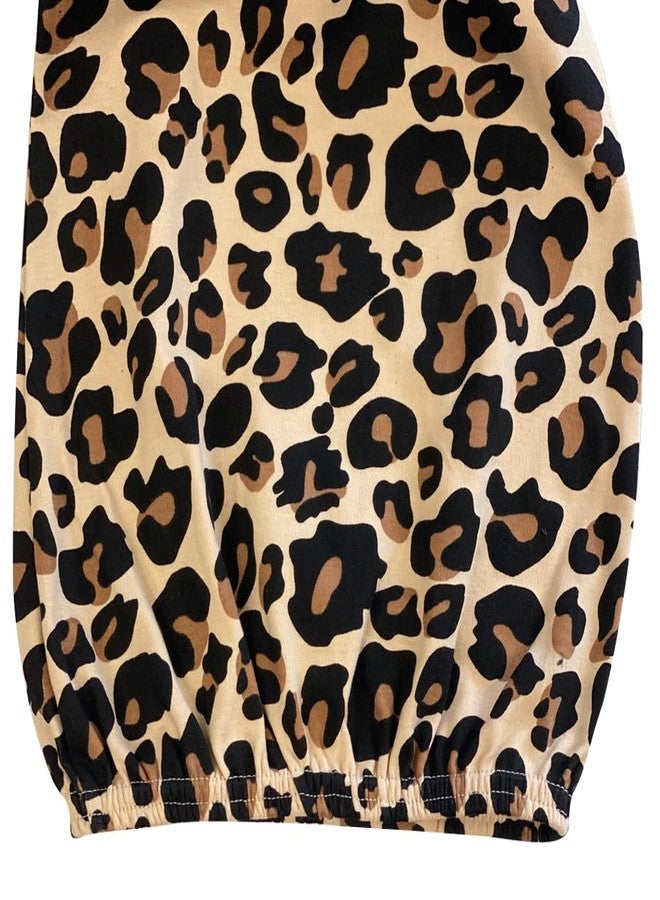 Laughing Giraffe Unisex Long Sleeve Cotton Baby Gown (Tan Leopard),0 - 3 Months - Image 2