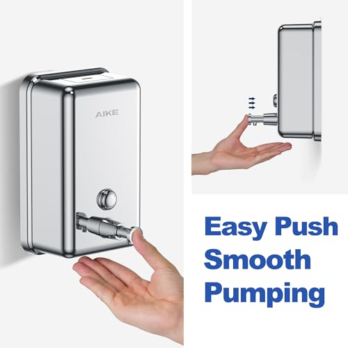 AIKE 37oz Surface Mount Stainless Steel Soap Dispenser for Commercial,Polished Stianless Steel Finish Model AK1003 - Image 2