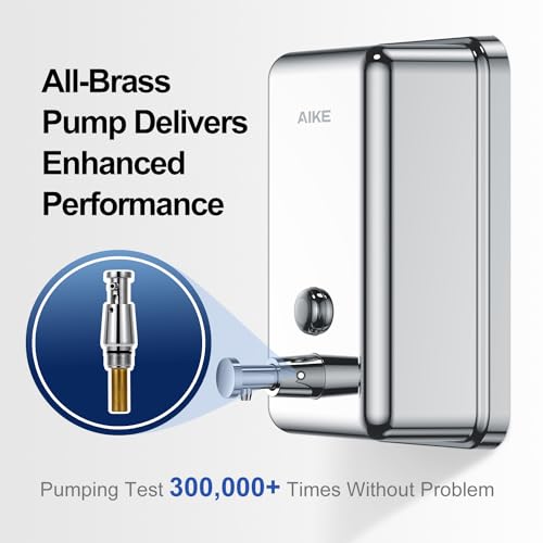 AIKE 37oz Surface Mount Stainless Steel Soap Dispenser for Commercial,Polished Stianless Steel Finish Model AK1003 - Image 4