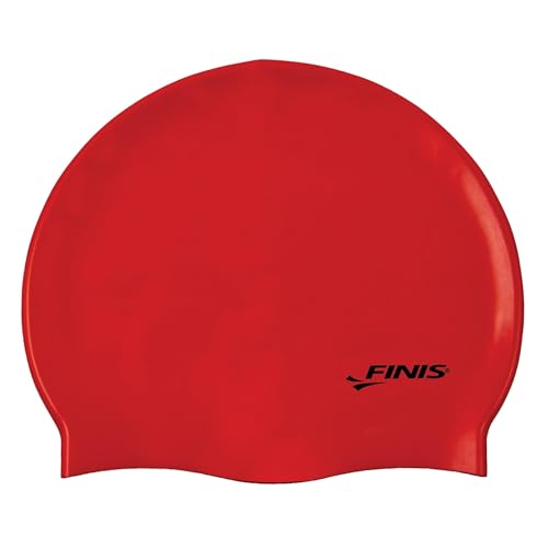 FINIS Silicone Swim Cap - 100% Silicone for Comfort & Durability - Reduces Drag - Chlorine & Sun Protection - Red - Image 1