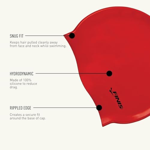 FINIS Silicone Swim Cap - 100% Silicone for Comfort & Durability - Reduces Drag - Chlorine & Sun Protection - Red - Image 4
