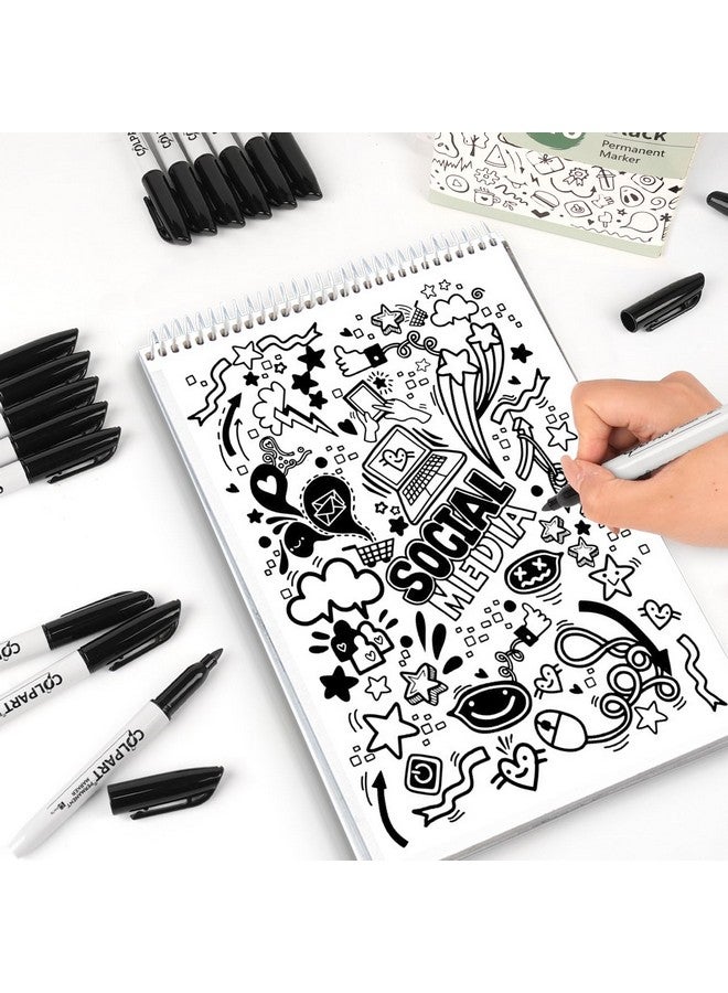 XSG Permanent Markers, 110 Packs Permanent Markers Black, Fine Point Permanent Markers Bulk，Premium Waterproof Black Permanent Markers，Smooth&Quick Drying Permanent Markers For Office & School Supplies - Image 4