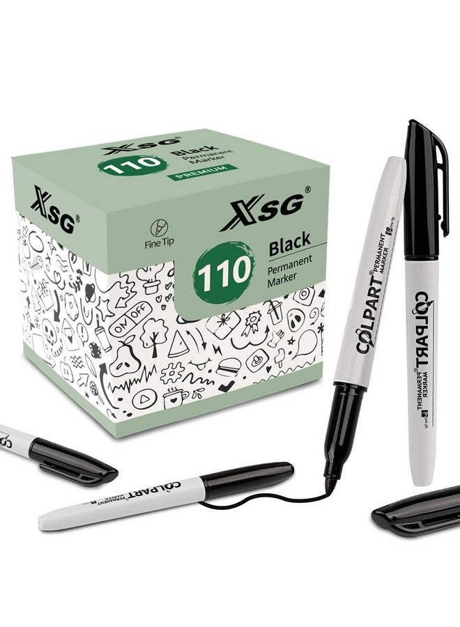 XSG Permanent Markers, 110 Packs Permanent Markers Black, Fine Point Permanent Markers Bulk，Premium Waterproof Black Permanent Markers，Smooth&Quick Drying Permanent Markers For Office & School Supplies - Image 1