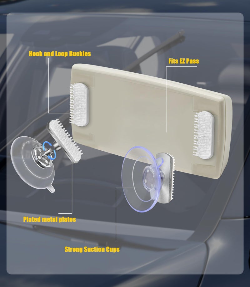 Orzero (2 Sets) Orzero Windshield Holder for EZ Pass/IPass/IZoom - Easy to Install Remove and Transfer Between Vehicles, Ultra Strong Suction Mount - Image 2