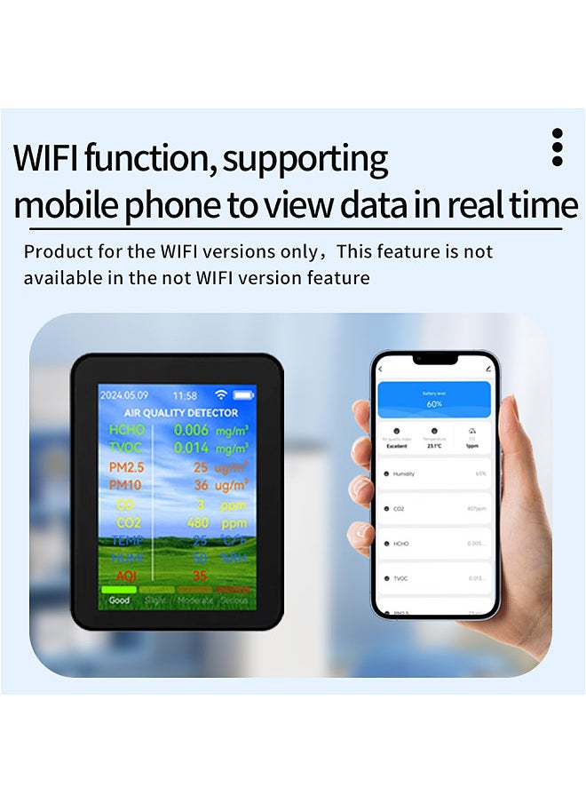 Generic Tuya WiFi Multifunctional Air Quality Meter Household HCHO TVOC Carbon Monoxide CO2 PM2.5 PM10 Tester Portable Temperature Humidity Detector 2.8-inch TFT Display  - Image 5