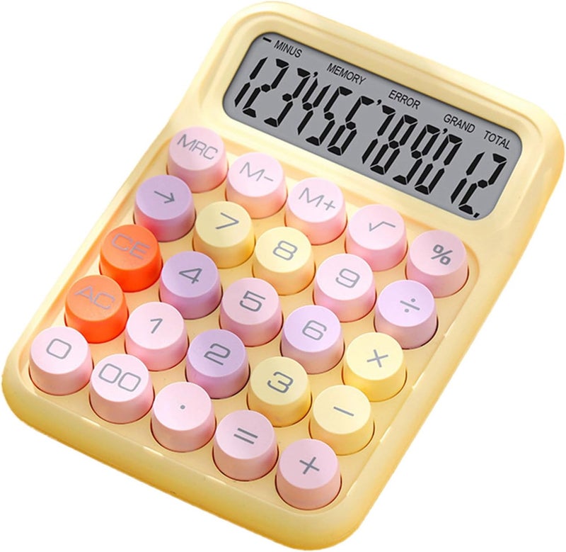 Lemon Yellow Mechanical Keyboard Calculator With Numeric Keypad And Scientific Functions For Home School Office - Image 1