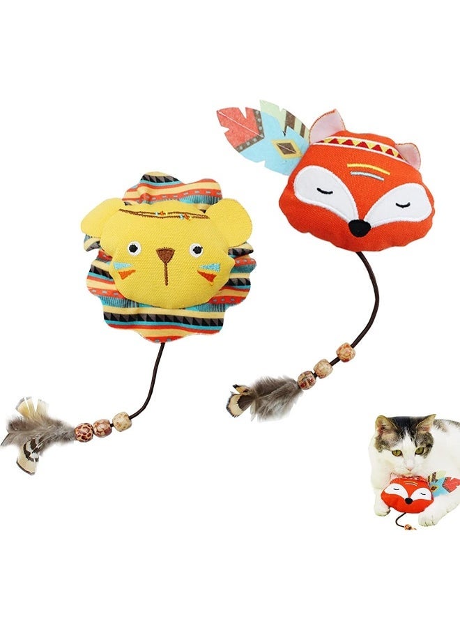 Generic Cat Feather Toys, Molar Bite Resistant Interactive Cat Toy, Cat Toys with Plush Feather, for Indoor Cats Kitten, 2 Pcs 