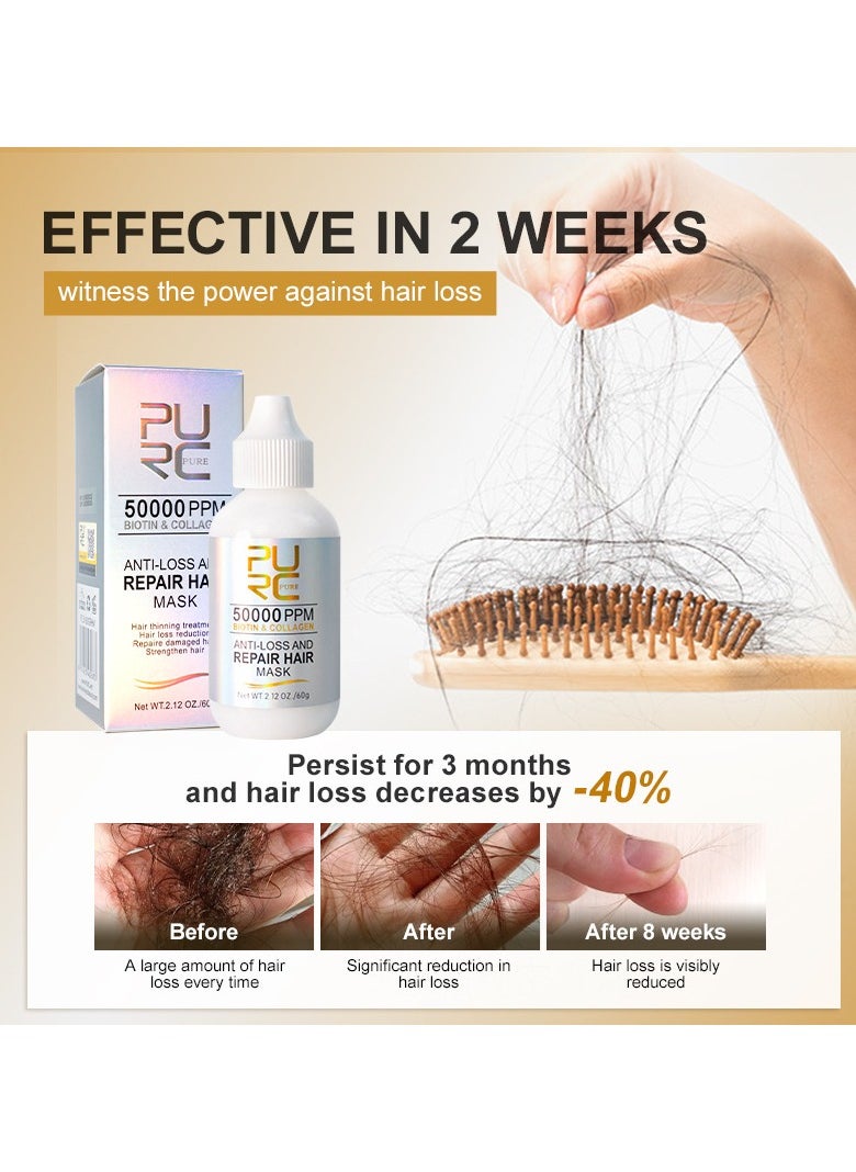 PURC - PURC biotin hair mask can repair and repair hair roots, nourish, smooth, perm and dye, fluffy and smooth hair care hair mask - Image 1