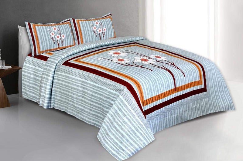 PURE COMFORT 100% Cotton King Size Double Bedsheet with 2 Pillow Covers, King, Green - Image 4